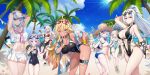  6+girls :q ahoge arm_up armpits arms_behind_head arms_up ass bare_arms bare_shoulders beach bent_over bikini bikini_under_clothes black_choker black_one-piece_swimsuit blonde_hair blue_bikini blue_eyes braid breasts center_opening choker cleavage closed_mouth competition_swimsuit criss-cross_halter crop_top crop_top_overhang dark-skinned_female dark_skin day eyewear_on_head food goggles goggles_on_head green_eyes grey_eyes grin hair_ribbon halterneck hat heterochromia highleg highleg_bikini highleg_swimsuit highres ice_cream jacket large_breasts long_hair looking_at_viewer looking_back medium_breasts midriff miniskirt multi-strapped_bikini multiple_girls navel neckerchief off_shoulder official_art old_school_swimsuit one-piece_swimsuit one_eye_closed open_clothes open_jacket open_mouth outdoors outerplane over-rim_eyewear palm_tree pleated_skirt pointy_ears ponytail purple_hair red-framed_eyewear red_bikini red_eyes ribbon sailor_collar school_swimsuit school_uniform see-through semi-rimless_eyewear serafuku serin199 shirt side-tie_bikini_bottom skirt sleeveless sleeveless_shirt smile standing stomach string_bikini sun_hat sunglasses sunlight sweat swimsuit thigh_strap thighs third-party_source tinted_eyewear tongue tongue_out transparent tree twin_braids twintails twisted_torso v very_long_hair visor_cap wet white_hair white_jacket white_shirt white_skirt wrist_ribbon 