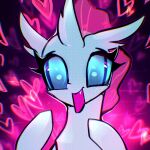  &lt;3 arthropod blue_body blue_eyes blue_sclera blue_skin blush bust_portrait changeling detailed_background eyelashes fangs female feral friendship_is_magic happy hasbro hi_res horn my_little_pony ocellus_(mlp) open_mouth open_smile portrait qwennondeathdie smile solo teeth 