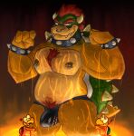  &lt;3 &lt;3_eyes absurd_res anthro belly body_hair bowser bullet_bill chest_hair clothing dizzysauce_nsfw facial_piercing group happy_trail hi_res koopa koopa_troopa lava male male/male mario_bros muscular nintendo nipple_piercing nipples nose_piercing pecs piercing pubes scalie solo solo_in_panel thong trio underwear 