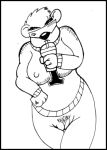  anthro bear biped bottomless clothed clothing container crossgender cup drinking_glass eyewear female genitals glass glass_container glass_cup icee icee_bear(the_icee_company) mammal monochrome nipple_outline polar_bear pubes pussy reddragonkan solo sunglasses sweater topwear traditional_media_(artwork) ursine 