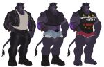 2022 absurd_res anthro big_pecs bodily_fluids bovid bovine cigar clothing costume dalmos_(ghangaji) demon ghangaji hi_res lactating male male_lactation mammal manly mature_male model_sheet muscular muscular_male nipples pecs solo 