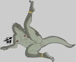  2023 anklet anthro anus bedroom_eyes breasts claws countershading crocodile crocodilian crocodylid derpwolfy18971 digital_media_(artwork) female genitals gold_(metal) gold_tooth hand_on_butt hi_res jewelry looking_at_viewer lying narrowed_eyes nipple_piercing nipples nude on_side piercing presenting presenting_pussy pussy raised_tail reptile scalie seductive simple_background solo tail tanah_(derpwolfy18971) toe_claws yellow_sclera 