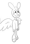  angel_gabby anthro clothing feathered_wings feathers female flying happy lagomorph leporid mammal rabbit robe sleepyboii solo wings 