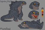  2023 color_swatch dorsal_fins feral godzilla godzilla_(2014) godzilla_(series) grey_body grey_scales hi_res kaiju looking_at_viewer male mazingsand model_sheet open_mouth orange_eyes scales scalie sharp_teeth solo teeth toho yellow_sclera 