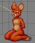  anthro bodily_fluids brown_body brown_fur chastity_cage chastity_device depsu drinking drinking_urine duo fur genital_fluids girly hi_res lagomorph leporid male mammal peeing rabbit simple_background submissive submissive_male toilet_slave toilet_use urine urine_in_mouth watersports 