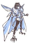  1boy absurdres arthropod_boy artist_name black_hair cape collared_shirt crown dragonfly_wings fate/grand_order fate_(series) fur-trimmed_cape fur_trim grin highres insect_wings long_sleeves looking_at_viewer male_focus medium_hair oberon_(fate) oberon_(third_ascension)_(fate) shirt simple_background smile solo takasinuwu white_background white_shirt wings 