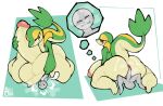  anthro balls big_balls big_butt big_penis biped butt countershade_face countershade_tail countershading duo erection generation_5_pokemon genitals glans green_body hi_res huge_balls huge_penis human human_on_anthro humanoid_genitalia humanoid_penis hyper hyper_balls hyper_genitalia hyper_penis interspecies male male/male mammal musk_clouds musk_fetish nintendo penis pokemon pokemon_(species) rear_view scalie size_difference smile snivy supermattym8 tail 