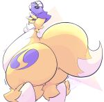  2021 ambiguous_gender anthro bandai_namco big_butt breasts butt butt_focus chest_tuft digimon digimon_(species) female hi_res huge_butt looking_at_viewer looking_back obese overweight pear-shaped_figure presenting presenting_hindquarters rear_view renamon signature solo tail thick_thighs tuft watermark weighty-kyte wide_hips 