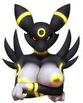  anthro areola bandai_namco big_breasts black_body breasts canid canine digimon digimon_(species) eeveelution female furball generation_2_pokemon hi_res hybrid looking_at_viewer mammal nintendo nipples nude pokemon pokemon_(species) renamon smile solo umbreon 