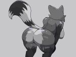  anthro beheleaf bent_over big_butt breasts butt digital_media_(artwork) female fur hair hi_res mammal nude procyonid raccoon simple_background solo tail 