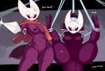  2023 anthro anus areola arms_tied arthropod arthropod_abdomen bdsm biped bondage bound breasts dialogue english_text female genitals hands_behind_head hi_res holding_object holding_weapon hollow_knight hornet_(hollow_knight) insect legs_tied legs_up looking_at_viewer multicolored_body navel nipple_fetish nipple_play nipples non-mammal_breasts nude profanity purple_body purple_nipples pussy solo suspension suspension_bondage team_cherry text two_tone_body weapon white_body zinnick 