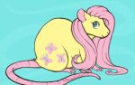  4_toes alternate_species cutie_mark digital_media_(artwork) diurnalcritters feet female feral fluttershy_(mlp) friendship_is_magic fur green_eyes hair hasbro long_hair long_tail mammal murid murine my_little_pony pink_feet pink_hair pink_inner_ear pink_tail rat rodent signature smile solo tail toes yellow_body yellow_fur 