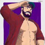  bara beard clothed_sex curious facial_hair fake_facial_hair fake_mustache flat_chest full_beard hat male_focus muscular muscular_male mustache nip nipples non-web_source open_clothes semi_naked smile uncensored yaoi yatsuoshi_yoshikawa_(yatsuoshi53) 