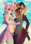  anthro beach bikini bikini_bottom bikini_top bovid bulge caprine clothed clothing crossdressing dancrescentwolf detailed_bulge duo fish genital_outline girly hi_res male male/male mammal marine one-piece_swimsuit penis_in_panties penis_outline seaside shark shay_(dancrescentwolf) sheep side-tie_bikini skimpy_bikini skye_(lunarmagic) string_bikini swimwear water 