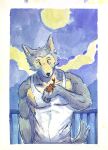  absurd_res anthro arthropod beastars beetle canid canine canis chilling clothing comfy hi_res humanoid insect insectguy_(artist) legoshi_(beastars) light male mammal moon moonlight muscular muscular_anthro muscular_male night solo topwear wolf 