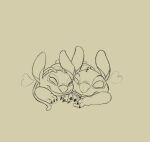  alien angel_(lilo_and_stitch) cuddling cute_eyes disney experiment_(lilo_and_stitch) fisk24 laying_on_ground lilo_and_stitch lying on_front sketch stitch_(lilo_and_stitch) unfinished 