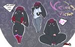  anthro dialogue dominant dominant_male erection genitals hair ironkongstudios lagomorph leporid long_ears male mammal model_sheet penis purple_hair rabbit solo talking_to_viewer teapot_(body_type) thick_thighs victor_(ironkongstudios) wide_hips 