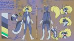  anthro blonde_hair blue_body blue_fur breasts canid canine canis charity_cross commandercross female fur genitals hair hi_res mammal model_sheet nipple_piercing nipples piercing pubes pussy solo staff wolf 