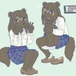  anthro clothed clothing double_v_sign ekaki510 female footwear gesture gulonine kemono mammal mustelid musteline question_mark shoes socks solo v_sign wolverine 