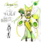  1girl animal_ears anonymous_(yu-gi-oh!) asymmetrical_pants black_gloves blonde_hair breasts bridal_gauntlets crop_top detached_sleeves duel_monster energy_tail fingerless_gloves fox_ears fox_girl fox_tail full_body gloves glowing_tail green_eyes green_tail hand_fan highres holding holding_fan hu-li_the_jewel_mikanko large_ears light_green_hair long_sleeves looking_at_viewer medium_breasts midriff multicolored_hair navel official_art short_hair_with_long_locks smile streaked_hair tail white_sleeves wide_sleeves yu-gi-oh! 