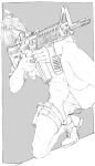  1boy abs absurdres aiming animal_ears cat_boy cat_ears cuntboy greyscale gun highres holding holding_gun holding_weapon holster holstered ibex leon_s._kennedy male_focus male_underwear monochrome muscular muscular_male nude pectorals resident_evil resident_evil_4 resident_evil_4_(remake) short_hair solo squatting thigh_holster thighs thong underwear weapon 