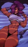  1_eye absurd_res big_breasts breasts clothed clothing comedy_central cyclops female futurama gav hair hi_res humanoid lips lying nipple_outline not_furry on_back panties ponytail purple_hair solo thick_thighs thong turanga_leela underwear wide_hips 