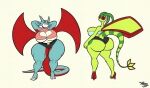  anthro big_butt breasts butt cleavage clothed clothing duo female flygon footwear generation_3_pokemon hi_res high_heels huge_butt looking_at_viewer looking_back looking_back_at_viewer nintendo pokemon pokemon_(species) salamence tansau thick_thighs 