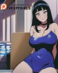  1girl ai-generated black_hair blue_one-piece_swimsuit breasts cameltoe cleavage huge_breasts hyuuga_hinata long_hair looking_at_viewer naruto_(series) naruto_shippuuden one-piece_swimsuit pool poolside smile swimsuit vexpygirls 