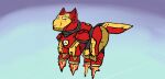  ambiguous_gender armor carniviousduck feral fluffy_pony iron_man jets machine marvel power_armor simple_background solo 