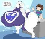  angstrom anthro bent_over big_breasts big_butt blush blush_lines bottomwear bovid breasts brown_hair butt caprine clothing cube_(object) dialogue english_text erect_nipples female fluffy fluffy_tail footwear frisk_(undertale) fur gesture goat hair hi_res horn huge_breasts huge_butt human hyper hyper_breasts hyper_butt lapdance light_body light_skin looking_back male male/female mammal mother nipples parent pattern_clothing pattern_shirt pattern_topwear purple_clothing robe shirt shoes shorts sitting size_difference socks speech_bubble striped_clothing striped_shirt striped_topwear stripes symbol tail text thick_thighs thumbs_up topwear toriel twerking undertale undertale_(series) white_body white_fur young 