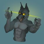  abs anthro bared_teeth canid canine canis claws domestic_dog hi_res male mammal muscle_tone smile smirk solo sowod teeth yellow_eyes 