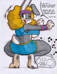  anthro big_breasts breasts bugs_bunny butt clothing exercise fitness fur genitals gloves grey_body grey_fur gynomorph hair handwear hi_res intersex lagomorph leporid looney_tunes mammal rabbit rotten_owl simple_background solo teeth thick_thighs traditional_media_(artwork) warner_brothers white_background 