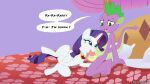  absurd_res bed deadinside97 dialogue dragon duo equid equine female friendship_is_magic furniture genitals hasbro hi_res horn male male/female mammal my_little_pony oral penis rarity_(mlp) spike_(mlp) unicorn 