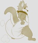  absurd_res anthro bandanna big_diaper canid canine canis clean_diaper diaper extremius_amphibious fang_(fang29) hi_res hybrid kangaroo kerchief looking_back macropod male mammal marsupial raised_tail rear_view solo tail wolf 