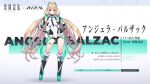  1girl angela_balzac bare_shoulders blonde_hair blue_eyes breasts character_name commentary_request copyright_name full_body headgear highleg highleg_leotard highres iron_saga leotard long_hair official_art rakuen_tsuihou saitou_masatsugu skin_tight thighlet twintails 