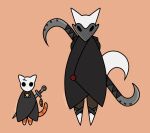  alleycat8706_(artist) anthro canid canine canis cloak clothing crossover death_(puss_in_boots) domestic_cat dreamworks duo felid feline felis hollow_knight male mammal markings mask melee_weapon orange_body polearm puss_in_boots_(dreamworks) puss_in_boots_(film) puss_in_boots_the_last_wish scythe sickle size_difference standing striped_body striped_markings stripes sword tabby_cat team_cherry weapon white_body wolf 