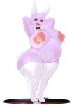  anthro big_breasts blush bodily_fluids bodypaint boots bow_tie breasts clothing costume datmofo4 fake_ears fake_rabbit_ears female flower footwear generation_1_pokemon gengar genitals hi_res huge_breasts lactating legwear looking_at_viewer milk navel nintendo nipples overweight plant plump_(character) pokemon pokemon_(species) pregnant purple_body reverse_bunny_costume smile solo star stockings thick_thighs underchikichan wide_hips 