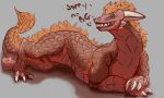  5:3 claws dragon feral fur hi_res horn male orange_body orange_fur quadruped red_body scales scalie solo text universaldragon 