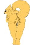  anthro anus bandai_namco breasts digimon digimon_(species) female fur genitals hi_res kitsune_youkai nipples pussy rear_view renamon simple_background solo white_background yellow_body yellow_fur 
