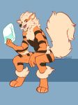  absurd_res anthro arcanine chest_tuft claws diaper digitigrade dracky generation_1_pokemon hi_res holding_diaper looking_at_viewer male nintendo nude open_mouth paws pokemon pokemon_(species) sitting solo touching_diaper tuft watermark 