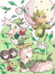  :o animal_focus artist_name beak bird brown_eyes budew colored_skin commentary_request cup drinking_straw eldegoss english_text green_background green_skin hanabusaoekaki highres horns leaf matcha_(food) natu no_humans open_mouth pokemon pokemon_(creature) shaymin shaymin_(sky) skiddo smile snout solid_oval_eyes sugar_cube talons teacup teapot two-tone_background v-shaped_eyebrows white_background white_fur wings 