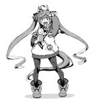  1girl @_@ ahoge animal_ears animal_hood arm_behind_back arm_up blush boots bow crossed_bangs full_body greyscale hair_bow highres hood hoodie horse_ears horse_girl horse_tail kuroneko_(kuroneko3zizi) leggings long_hair long_sleeves looking_at_viewer monochrome nail_polish open_mouth pointing pointing_at_self rabbit_hood shadow sharp_teeth sidelocks simple_background solo standing straight-on striped striped_bow stuffed_animal stuffed_rabbit stuffed_toy tail teeth twin_turbo_(umamusume) twintails umamusume upper_teeth_only v-shaped_eyebrows very_long_hair white_background 