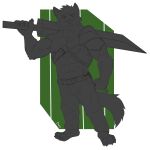  absurd_res armor canid canine canis clothing drexotter hi_res male mammal melee_weapon standing sword weapon wolf 