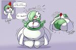  absurd_res big_breasts big_butt breasts butt cleavage clothed clothing dialogue evolution female gameplay_mechanics gardevoir generation_3_pokemon green_hair hair hi_res huge_breasts huge_butt huge_thighs humanoid hyper hyper_thighs motion_lines navel nintendo obese obese_female obese_humanoid overweight overweight_female overweight_humanoid pokemon pokemon_(species) ralts red_eyes solo sound_effects speech_bubble standing text thick_thighs veryfilthything weight_gain white_body 