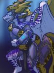  2023 anthro anthro_on_anthro anthro_penetrated anthro_penetrating anthro_penetrating_anthro armor balls biped blizzard_entertainment blue_eyes bodily_fluids breastplate digital_media_(artwork) dracthyr dragon dripping duo embrace foreskin from_behind_position genital_fluids genitals half-erect hi_res horn humanoid_genitalia humanoid_penis intraspecies larger_anthro male male/male male_penetrated male_penetrating male_penetrating_male membrane_(anatomy) membranous_wings penetration penis precum precum_drip purple_body purple_eyes scalie sex size_difference smaller_anthro smaller_penetrated teavern warcraft western_dragon white_body wings yellow_body 