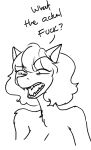  anthro comic dialogue eldritch_abomination fangs female mammal missy_(napalm_express) monochrome monster simple_background solo teeth unknown_artist 