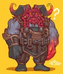  anthro bovid caprine clothed clothing grey_body hi_res horn league_of_legends looking_at_viewer male mammal muscular muscular_male ornn_(lol) riot_games solo zi_ran 
