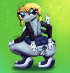  antennae_(anatomy) anthro arthropod background_character bedroom_eyes bent_legs big_butt black_arms black_eyes blonde_hair blush bottomwear braces breasts buckteeth butt clothed clothing curvy_figure detailed dipteran disney disney_channel dress eyeshadow female footwear footwear_only genitals gesture gloves gloves_(marking) green_background hair hand_on_butt hand_on_knee hand_on_leg handwear hi_res insect insect_wings looking_back makeup markings medium_breasts mostly_nude narrowed_eyes partially_clothed presenting presenting_hindquarters pussy rear_view reinerox seductive short_dress short_hair short_stack side_boob signature simple_background skirt skirt_only solo spread_butt spreading teeth the_buzz_on_maggie thick_thighs v_sign voluptuous voluptuous_female watermark wings 