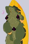  ammit anthro big_breasts board bracelet breasts crocodilian dreadlocks female gold_(metal) hi_res humanoid jewelry mature_female ojisan_mopy reptile scalie slightly_chubby solo 