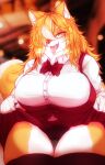  absurd_res anthro big_breasts blush bottomwear breasts canid canine canis clothed clothing clothing_lift digital_media_(artwork) domestic_dog female fur hair hi_res huge_breasts l3landbunny looking_at_viewer maid_uniform mammal open_mouth panties shiba_inu simple_background skirt skirt_lift smile solo spitz tail tongue tongue_out underwear uniform 